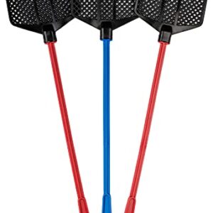 OFXDD Rubber Fly Swatter, Long Fly Swatter Pack, Fly Swatter Heavy Duty, Red and Blue Colors (3 Pack)