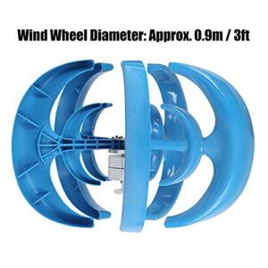 1200W Wind Turbine 5 Blade Wind Vertical Axis Generator Blue Electricity Producer Equipment for Boats Terraces Cabins or Mobile Houses Charging (24V)