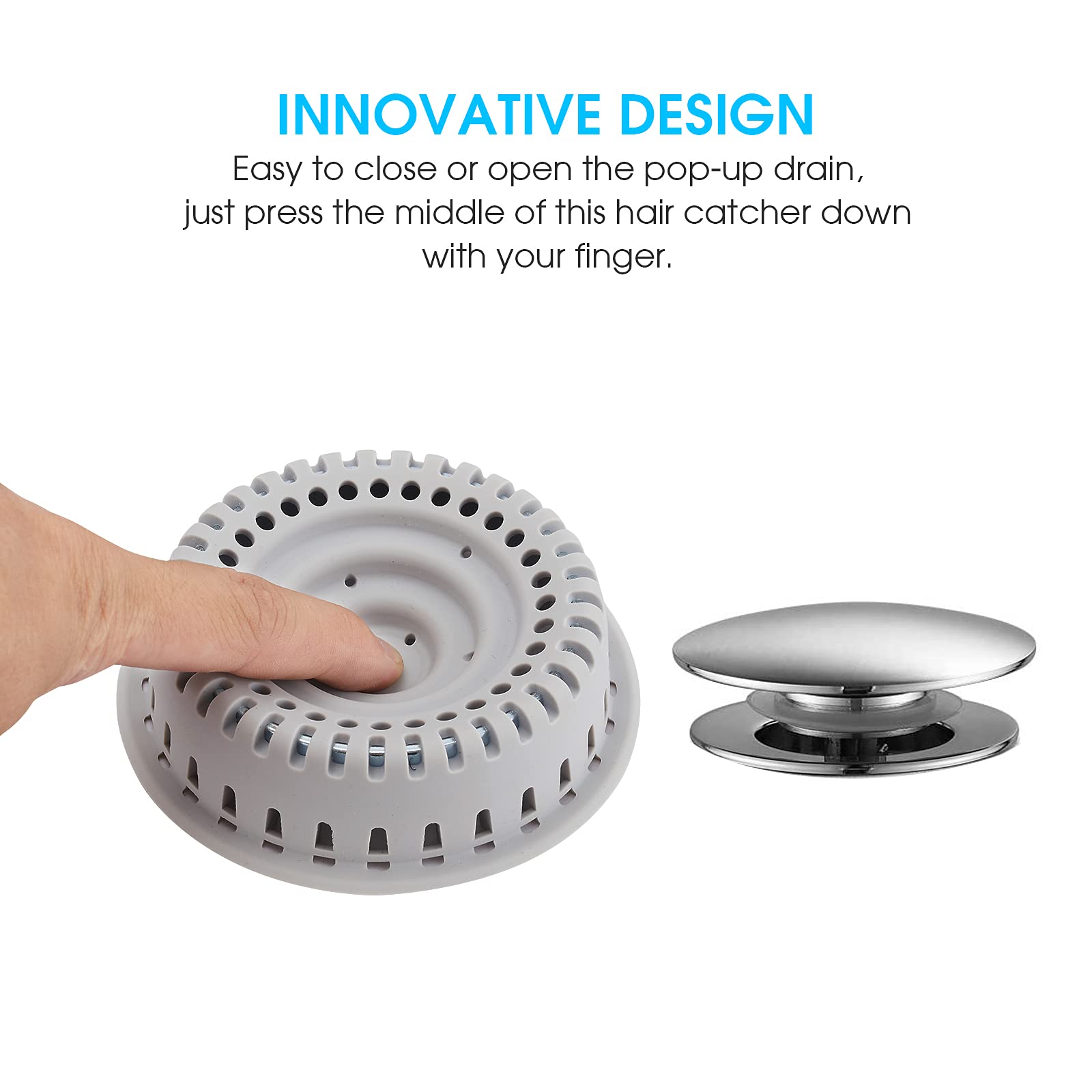 Aojuxix Drain Hair Catcher, Upgraded Protector with Silicone & Stainless Metal Designed for Pop-Up and Regular, Effective Without Slowing Drainage