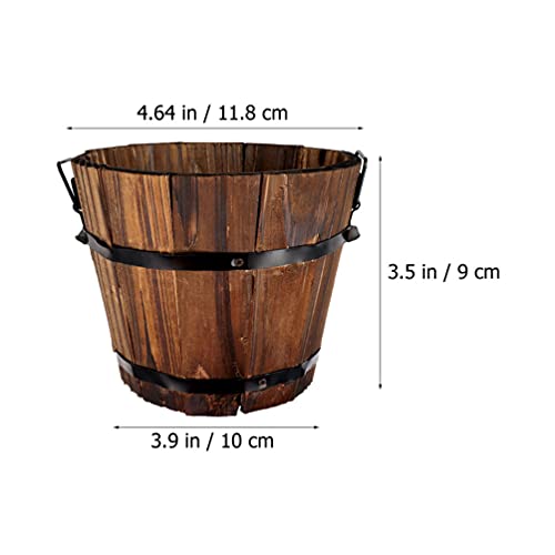 Yardwe Forest Bark Bonsai Tree Pot 2pcs Rustic Wooden Whiskey Barrels Bucket Wooden Flower Bucket Wooden Plant Pot Outdoor Plant Container Farmhouse Decor Succulent Plant Pot