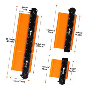 JOREST Connectable Contour Gauge (10+5 Inch), Profile Super Duplicator with Lock, Shape Outline Angle Measuring Tool for Woodworking Flooring, Unique Gift for Father Dad Husband Carpenter, Men Gadgets