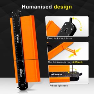 JOREST Connectable Contour Gauge (10+5 Inch), Profile Super Duplicator with Lock, Shape Outline Angle Measuring Tool for Woodworking Flooring, Unique Gift for Father Dad Husband Carpenter, Men Gadgets