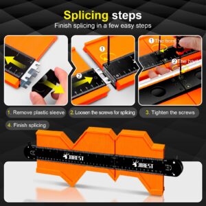JOREST Connectable Contour Gauge (10+5 Inch), Profile Super Duplicator with Lock, Shape Outline Angle Measuring Tool for Woodworking Flooring, Unique Gift for Father Dad Husband Carpenter, Men Gadgets