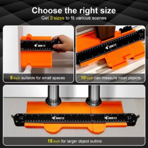 JOREST Connectable Contour Gauge (10+5 Inch), Profile Super Duplicator with Lock, Shape Outline Angle Measuring Tool for Woodworking Flooring, Unique Gift for Father Dad Husband Carpenter, Men Gadgets