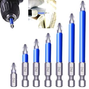 magnetic ph2 drill bits set, anti slip screw extractor and magnetic screwdriver bit set, hand tool 7pcs, cross single and double head bits, electric screw nozzle taper corrector (1 kit)