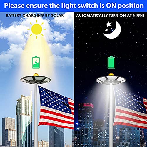 enrybia Solar Flag Pole Light Outdoor Dusk to Dawn, 266 led Light, 4200lm Super Bright Flag Pole LED, for Most 15 to 25 Ft In-Ground Flag Poles, Fits 0.5" Wide Flag Ornament Spindles (Black)