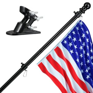 bird twig flag pole for house, 5 ft flagpole kit, american flag with pole and bracket, stainless steel professional black flag pole for house garden yard, residential or commercial flag pole