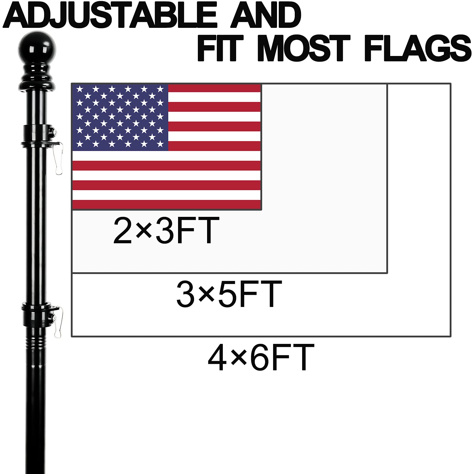 Bird Twig Flag Pole for House, 5 FT Flagpole Kit, american flag with pole and Bracket, Stainless Steel Professional Black Flag Pole for House Garden Yard, Residential or Commercial Flag Pole