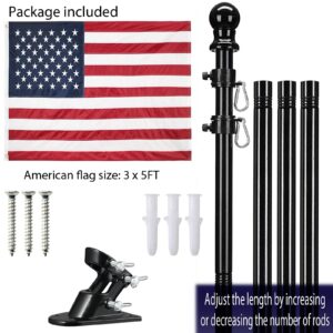 Bird Twig Flag Pole for House, 5 FT Flagpole Kit, american flag with pole and Bracket, Stainless Steel Professional Black Flag Pole for House Garden Yard, Residential or Commercial Flag Pole