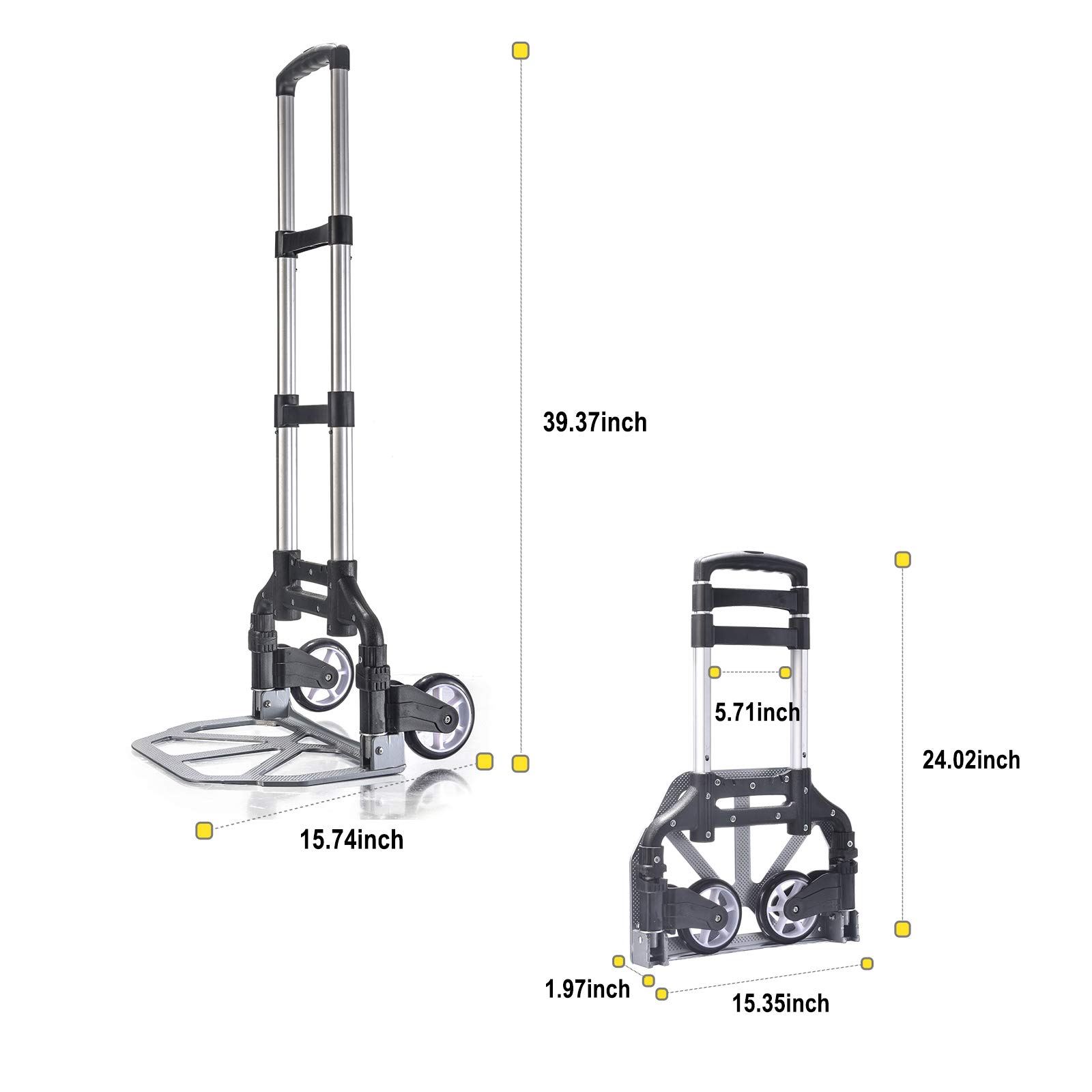 APOLLOLIFT Folding Hand Trucks, Stair Climbing Cart Heavy DutyPortable Folding Trolley for Upstairs Cargo Transportation, Adjustable Telescoping Handle 150lb Capacity | 39 Inch Tall Hand