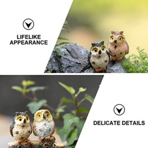 BESPORTBLE 4pcs Owl Decoration Micro Landscape Owl Resin Owl Figurine Owl Figurines Outdoor Planters Decorative Owl Outdoor Gift Outside Planters Resin Animal Ornament Mini Miss Dashboard