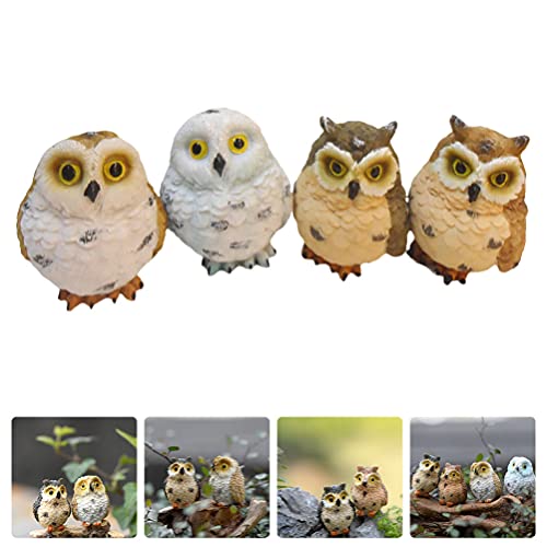 BESPORTBLE 4pcs Owl Decoration Micro Landscape Owl Resin Owl Figurine Owl Figurines Outdoor Planters Decorative Owl Outdoor Gift Outside Planters Resin Animal Ornament Mini Miss Dashboard