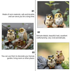 BESPORTBLE 4pcs Owl Decoration Micro Landscape Owl Resin Owl Figurine Owl Figurines Outdoor Planters Decorative Owl Outdoor Gift Outside Planters Resin Animal Ornament Mini Miss Dashboard