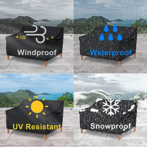 Tempera 3-Seat Deep Patio Sofa Cover, Heavy Duty Outside Sofa Covers with Air Vents and Handles for Winter, Windproof, Anti-Fading, Space Grey