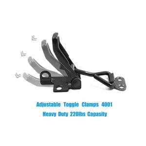 GouZaak 4 Pack Adjustable Black Toggle Clamp Latch (4001) Heavy Duty 220 lbs Toggle Latch & Quick Release Metal Pull Latches, Easy to Install for Lid Box Case Door Smoker room(20pcs 0.6" Screws)