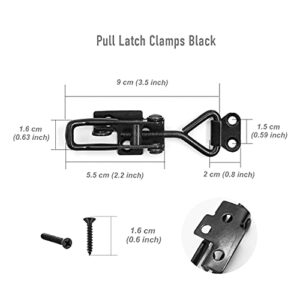GouZaak 4 Pack Adjustable Black Toggle Clamp Latch (4001) Heavy Duty 220 lbs Toggle Latch & Quick Release Metal Pull Latches, Easy to Install for Lid Box Case Door Smoker room(20pcs 0.6" Screws)