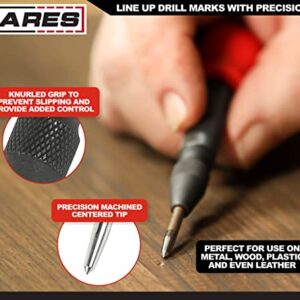 ARES 10022 - Automatic Center Punch - 5-Inch Adjustable Spring-Loaded Tool - Anti-Slip Knurled Grip - Durable S2 Steel Tip