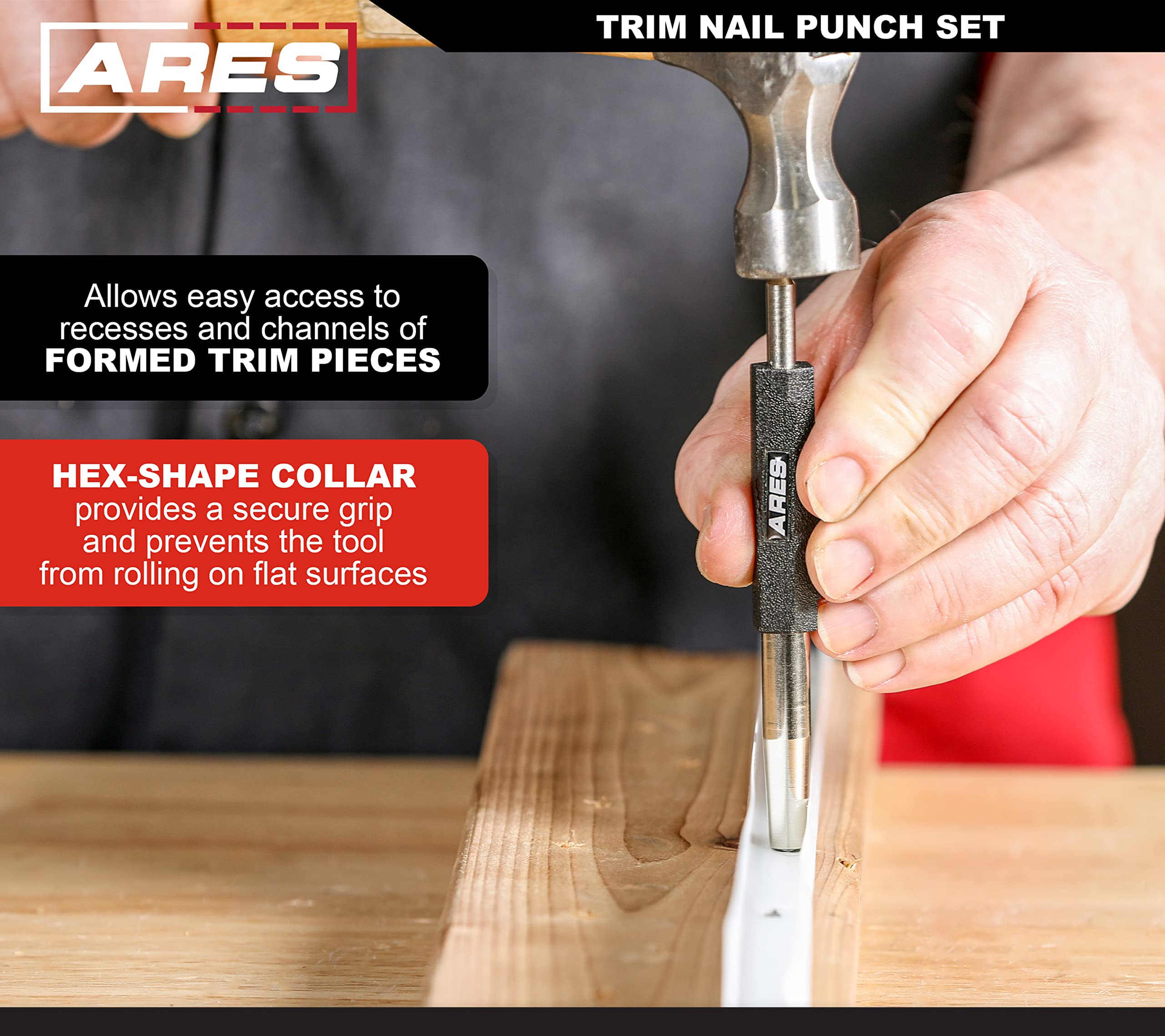 ARES 50005-16-Piece Punch and Chisel Set – Tapered Punches, Pin Punches, Center Punches, and Cold Chisels for Various Applications