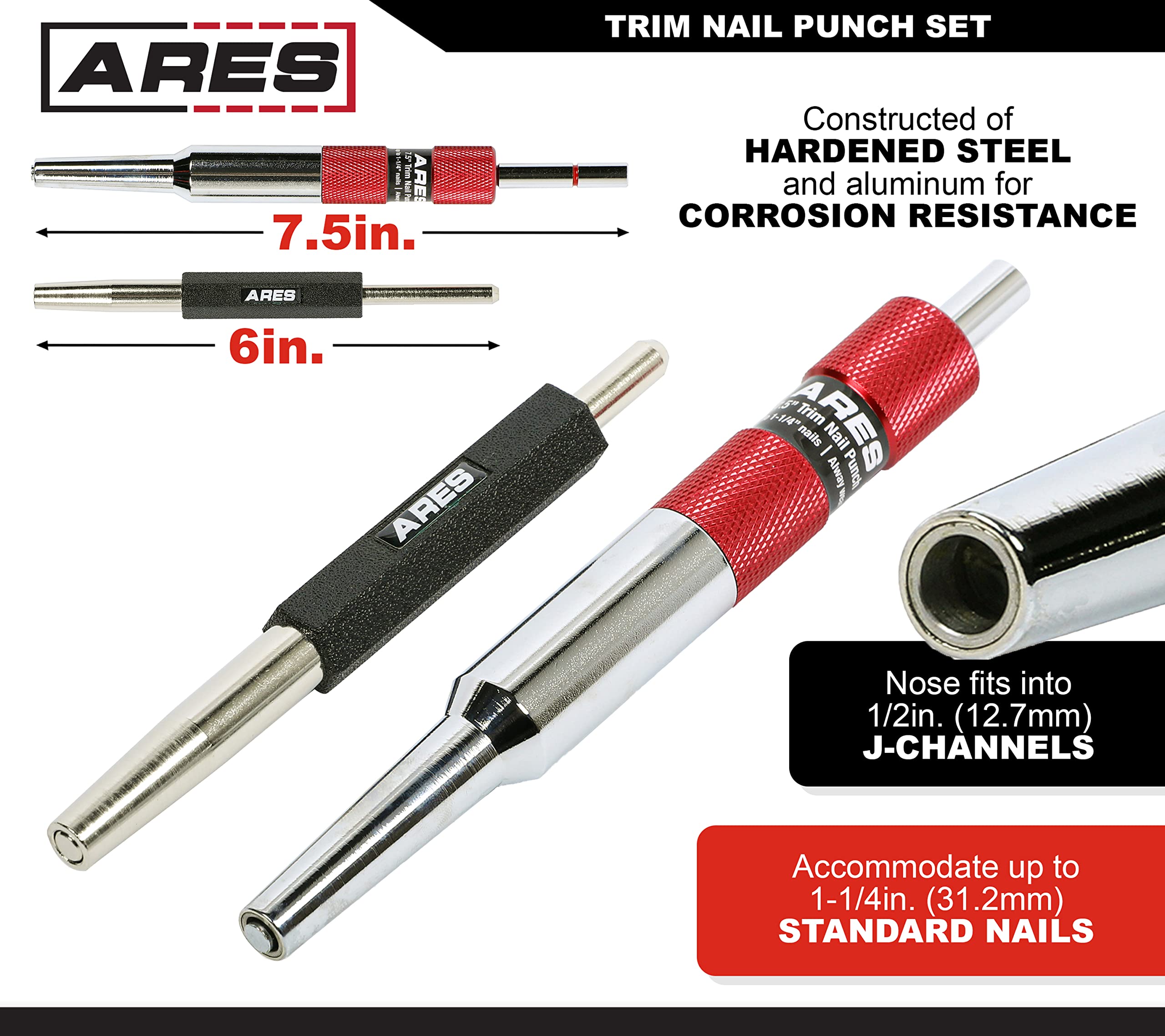 ARES 50005-16-Piece Punch and Chisel Set – Tapered Punches, Pin Punches, Center Punches, and Cold Chisels for Various Applications