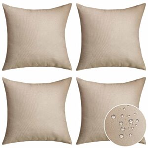 home brilliant linen pillow covers waterproof outdoor pillows for patio pillow covers for couch, 18 inch, 45 cm, 4 pcs, light linen
