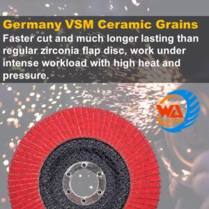 WA 3PCS - 4 1/2"x7/8" Curved Edge 60# Fillet Weld VSM Ceramic Flap Discs Sanding Disc Grinding Wheel for Angle Grinder Metal/Stainless Steel 4 1/2 Inch Grit 60