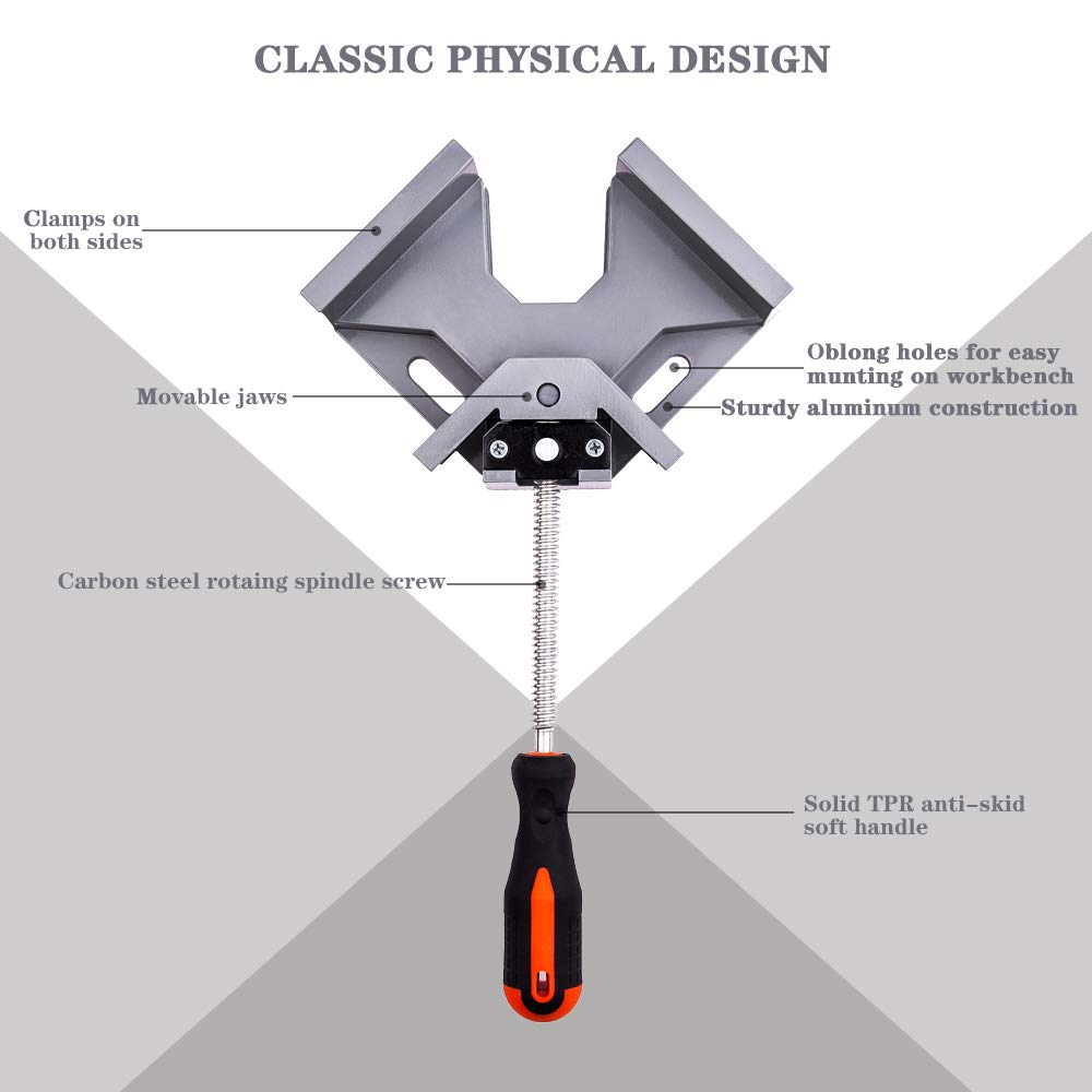 WYQYQ 4pcs Corner Clamp - Right Angle Clamp 90 Degree Wood Clamps For Woodworking, With Adjustable Swing Jaw Aluminum Alloy Frame Clamps, For Welding, DIY Woodworking.