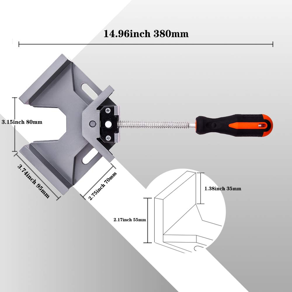 WYQYQ 4pcs Corner Clamp - Right Angle Clamp 90 Degree Wood Clamps For Woodworking, With Adjustable Swing Jaw Aluminum Alloy Frame Clamps, For Welding, DIY Woodworking.