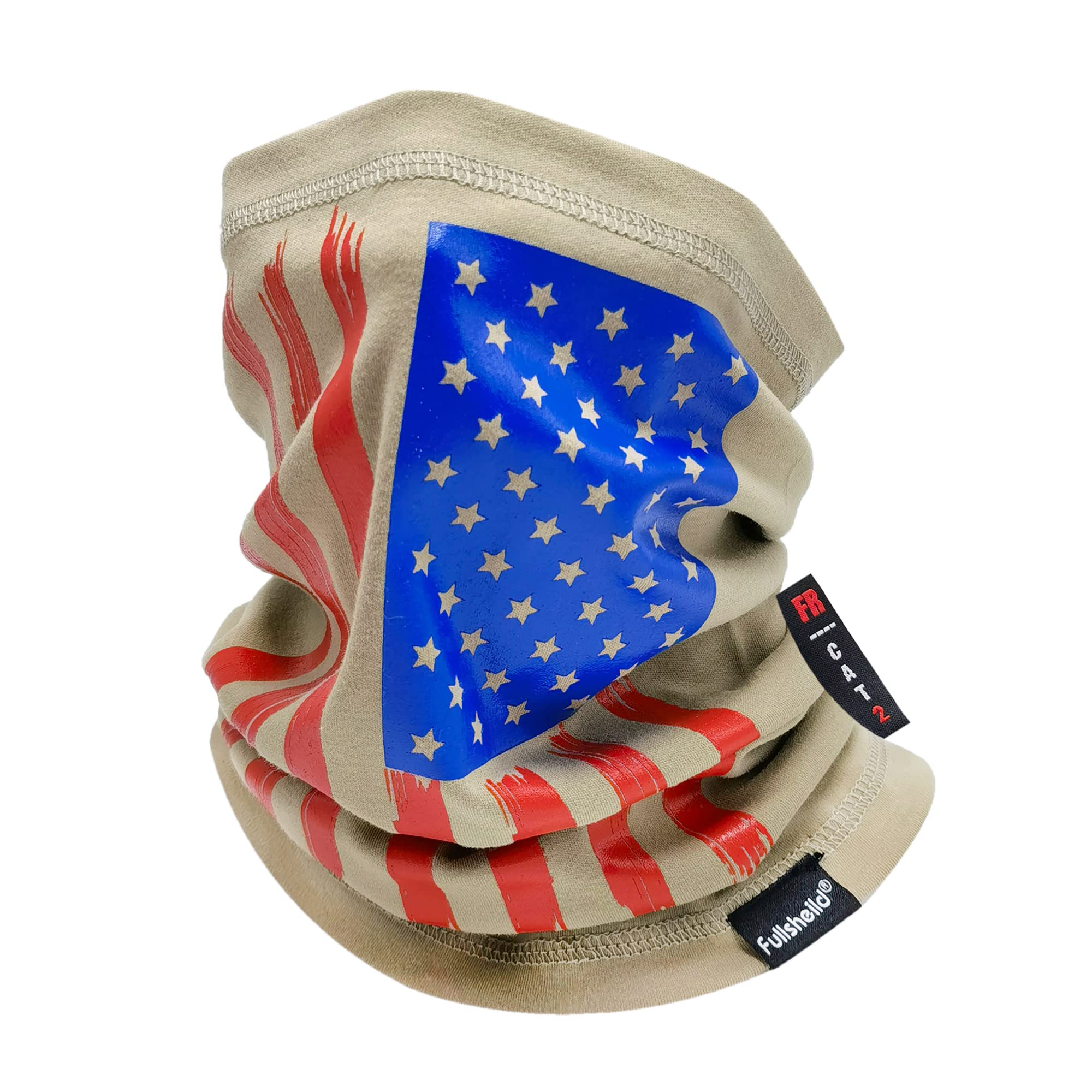 Fullsheild American Flag FR Gaiter Face Mask CAT2 Fire Resistant Cotton Neck Tube Cover Snood for Welding Electrican Working Army Rescue Tactical One Size