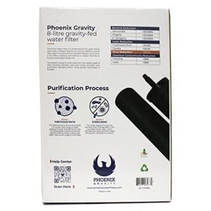 Phoenix Gravity 2.25 Gallons Gravity Fed Stainless Steel Drinking Water Filter and Purifier with 2 Carbon Filters and Stainless Steel Tap