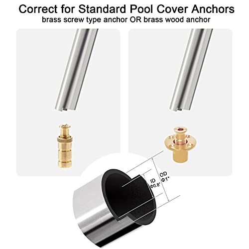 Uprimu Pool Cover Tool, Pool Cover Removal Installation Rod Pool Cover Anchors, Stainless Steel Heavy Made, 29inch Length, Compatible with All Standard Pool Cover Anchors