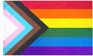 progress pride rainbow flag 3x5 ft lgbtq gay pride flags all inlcusive progressive bisexual non binary lesbian transgender flag indoor outdoor wall