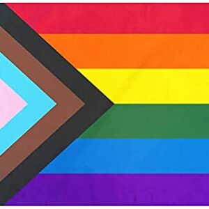 Progress Pride Rainbow Flag 3x5 ft LGBTQ Gay Pride Flags All Inlcusive Progressive Bisexual Non Binary Lesbian Transgender Flag Indoor Outdoor Wall