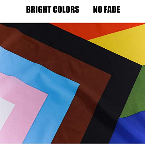 Progress Pride Rainbow Flag 3x5 ft LGBTQ Gay Pride Flags All Inlcusive Progressive Bisexual Non Binary Lesbian Transgender Flag Indoor Outdoor Wall