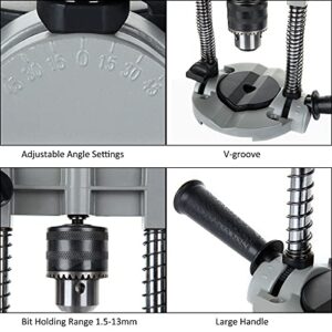 Acrux7 Multi-Angle Drill Guide with Chuck, Drill Press Stand, Adjustable Angle Drill Holder Guide, Stand Drill Guide Attachment for 1/4 In and 3/8 In Drills