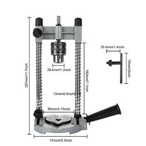 Acrux7 Multi-Angle Drill Guide with Chuck, Drill Press Stand, Adjustable Angle Drill Holder Guide, Stand Drill Guide Attachment for 1/4 In and 3/8 In Drills