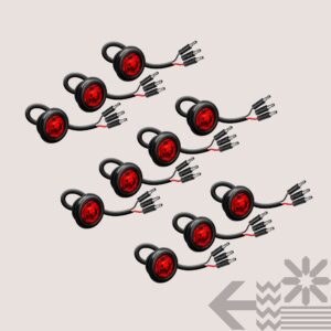 TRUE MODS 10pc 3/4" Inch Round Red Trailer 12V LED Marker Light [3 Wire/Turn Brake Tail TBT Lights] [DOT FMVSS 108] [SAE P2PC] [Semi-Spherical Output] [IP67 Waterproof] Small Markers for Trailer Truck