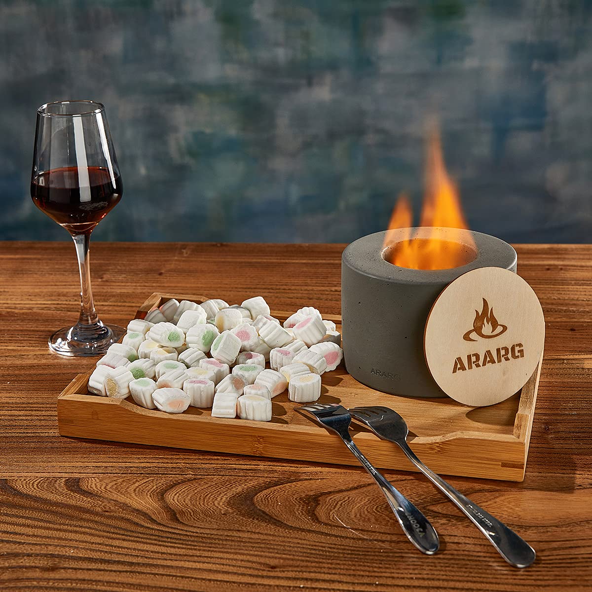 Ararg Tabletop Fire Pit Smores Maker Tabletop Fireplace Smokeless Fire Pit Personal Firepit Indoor Fireplace Isopropyl Alcohol Ethanol Fire Pit Bowl Mini Fireplace House Warming Gift