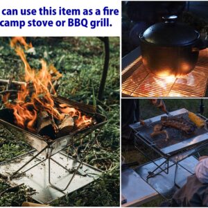 CAMPINGMOON 3-in-1 Portable Stainless Steel Wood Burning Grill and Fire Pit 16x18-inch with Carrying Bag MT-045