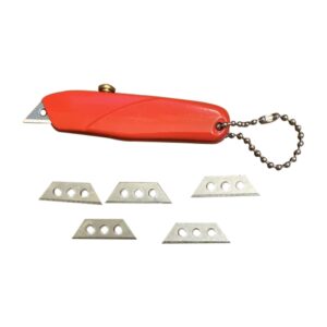 mini keychain knife box opener for keyring - 3 inch utility knife on keychain with 5 extra blades - small cutter for opening packages