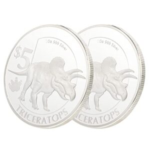 toyandona 2pcs dinosaur commemorative coins embossed dinosaur challenge coin commemorative coins triceratops