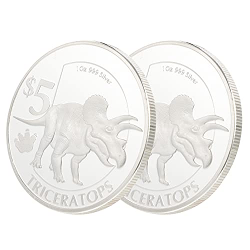 TOYANDONA 2pcs Dinosaur Commemorative Coins Embossed Dinosaur Challenge Coin Commemorative Coins Triceratops