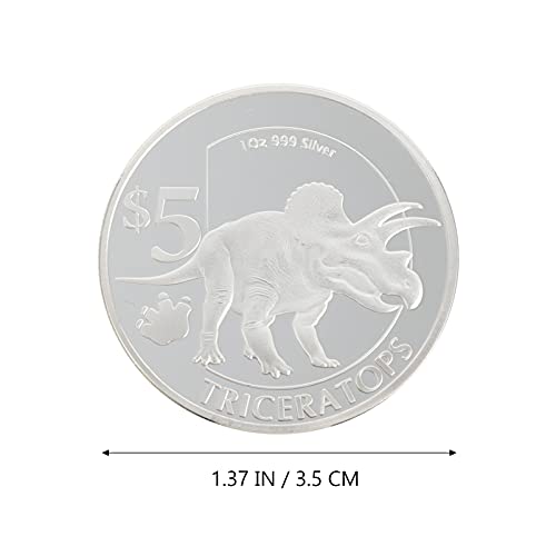 TOYANDONA 2pcs Dinosaur Commemorative Coins Embossed Dinosaur Challenge Coin Commemorative Coins Triceratops