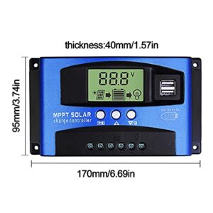 100A MPPT 36V/48V/60V Solar Charge Controller with LCD Display, Multiple Load Control Modes Dual USB MPPT Multi-Function LCD Displays Solar Charge Controller