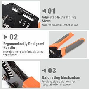 iCrimp IWD-1620 Deutsch Crimp Tool, Size 16 Deutsch Crimper, Solid Barrel Contact & Circular Connector Contacts Crimping Tool, 8 Indents Wire Crimper, AWG16 to AWG20