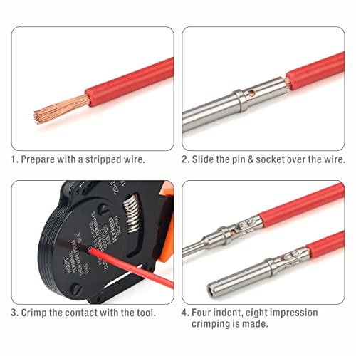 iCrimp IWD-1620 Deutsch Crimp Tool, Size 16 Deutsch Crimper, Solid Barrel Contact & Circular Connector Contacts Crimping Tool, 8 Indents Wire Crimper, AWG16 to AWG20