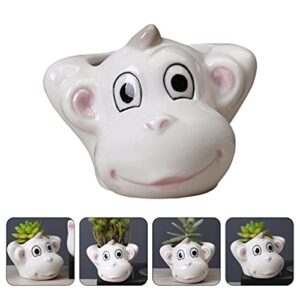 Yardwe Mini Planter 1pc Cartoon Animal Vase Small Planter Pots Succulent Plant Pots Cute Animal Planter Garden Planters Animal Pots Pottery Flower Pots s Modern Ceramics White Clay