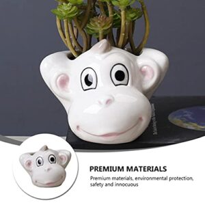 Yardwe Mini Planter 1pc Cartoon Animal Vase Small Planter Pots Succulent Plant Pots Cute Animal Planter Garden Planters Animal Pots Pottery Flower Pots s Modern Ceramics White Clay