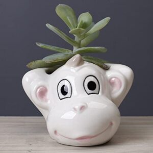 Yardwe Mini Planter 1pc Cartoon Animal Vase Small Planter Pots Succulent Plant Pots Cute Animal Planter Garden Planters Animal Pots Pottery Flower Pots s Modern Ceramics White Clay