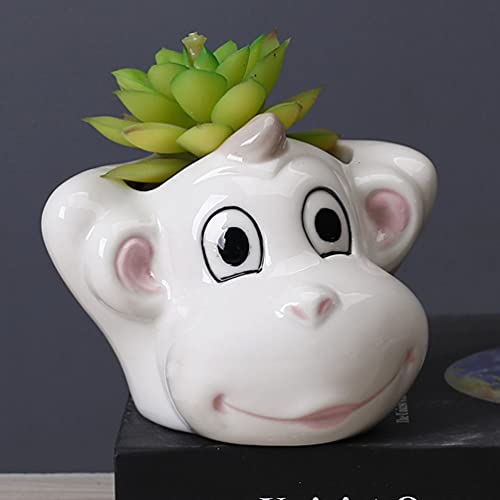 Yardwe Mini Planter 1pc Cartoon Animal Vase Small Planter Pots Succulent Plant Pots Cute Animal Planter Garden Planters Animal Pots Pottery Flower Pots s Modern Ceramics White Clay