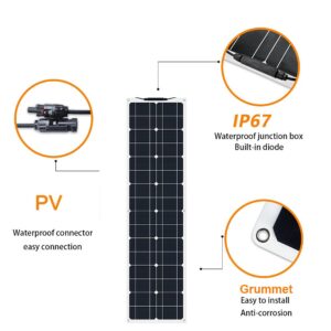 XINPUGUANG 50W Watt Solar Panel Solar Kit with 10A Solar Charge Controller Extension Cable for Battery rv Boat(White)